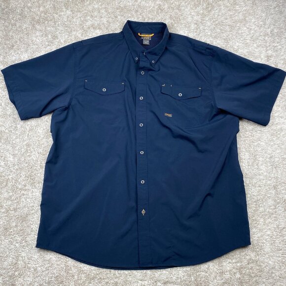 Ariat Rebar Shirt Mens XXL 2XLT Blue Vented Venttek Fishing Work Short Sleeve - Picture 1 of 14